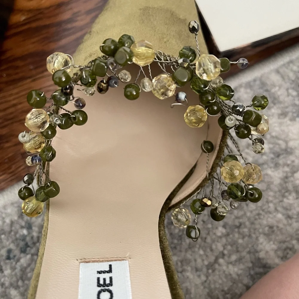 Vanessa Noel Green Crystal Embellished Slingback Heels - Picture 7 of 10